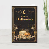 Art Deco Black Cats Luxury Halloween カード (正面)