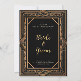 Art Deco Black Copper Tribal Geometric Gatsby 招待状