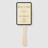 Art Deco Black Cream Wedding Party Program Fan ハンドファン (正面)