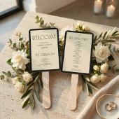 Art Deco Black Cream Wedding Party Program Fan ハンドファン