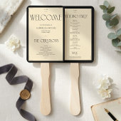 Art Deco Black Cream Wedding Party Program Fan ハンドファン
