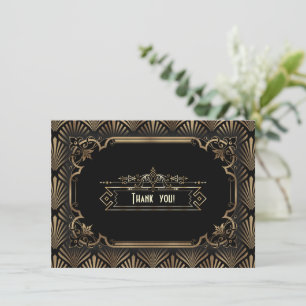 Art Deco Black Gatsby 1920s Thank You サンキューカード