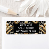 Art Deco Black & Gold Diamond Return Address ラベル (インサイチュ)