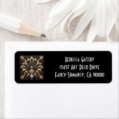 Art Deco Black & Gold Diamond Return Address ラベル (インサイチュ)