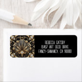 Art Deco Black & Gold Diamond Return Address ラベル (インサイチュ)