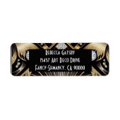 Art Deco Black & Gold Diamond Return Address ラベル (正面)