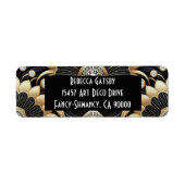 Art Deco Black & Gold Diamond Return Address ラベル (正面)