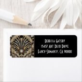 Art Deco Black & Gold Diamond Return Address ラベル (インサイチュ)