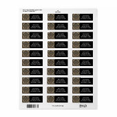 Art Deco Black & Gold Diamond Return Address ラベル (フルシート)