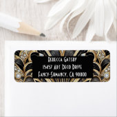 Art Deco Black & Gold Diamond Return Address ラベル (インサイチュ)