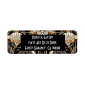 Art Deco Black & Gold Diamond Return Address ラベル (正面)