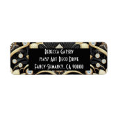 Art Deco Black & Gold Diamond Return Address ラベル (正面)