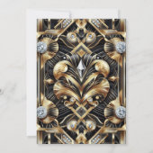Art Deco Black & Gold Diamond Wedding Invitations 招待状 (裏面)