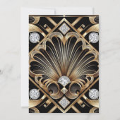 Art Deco Black & Gold Diamond Wedding Invitations 招待状 (裏面)