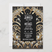 Art Deco Black & Gold Diamond Wedding Invitations 招待状 (正面)