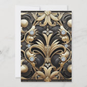 Art Deco Black & Gold Diamond Wedding Invitations 招待状 (裏面)