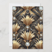 Art Deco Black & Gold Diamond Wedding Invitations 招待状 (裏面)