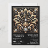 Art Deco Black & Gold Diamond Wedding Invitations  招待状 (正面)