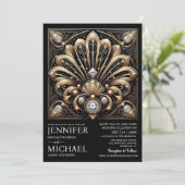 Art Deco Black & Gold Diamond Wedding Invitations  招待状 (スタンド正面)