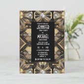 Art Deco Black & Gold Diamond Wedding Invitations 招待状 (スタンド正面)