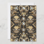 Art Deco Black & Gold Diamond Wedding Invitations 招待状 (裏面)
