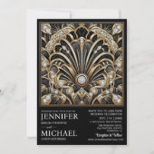 Art Deco Black & Gold Diamond Wedding Invitations  招待状 (正面)
