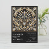 Art Deco Black & Gold Diamond Wedding Invitations  招待状 (スタンド正面)