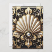 Art Deco Black & Gold Diamond Wedding Invitations 招待状 (裏面)