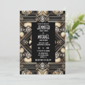 Art Deco Black & Gold Diamond Wedding Invitations 招待状 (スタンド正面)