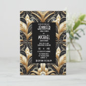 Art Deco Black & Gold Diamond Wedding Invitations 招待状 (スタンド正面)