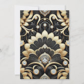 Art Deco Black & Gold Diamond Wedding Invitations 招待状 (裏面)