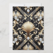 Art Deco Black & Gold Diamond Wedding Invitations 招待状 (裏面)