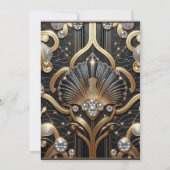 Art Deco Black & Gold Diamond Wedding Invitations 招待状 (裏面)