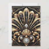 Art Deco Black & Gold Diamond Wedding Invitations 招待状 (裏面)