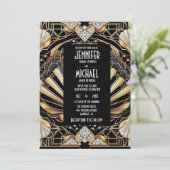 Art Deco Black & Gold Diamond Wedding Invitations 招待状 (スタンド正面)