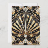 Art Deco Black & Gold Diamond Wedding Invitations 招待状 (裏面)