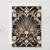 Art Deco Black & Gold Diamond Wedding Invitations 招待状 (裏面)