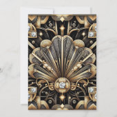 Art Deco Black & Gold Diamond Wedding Invitations 招待状 (裏面)