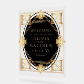 Art Deco Black Gold Geometric Wedding  アクリルサイン (傾斜)