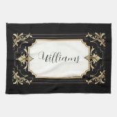 Art Deco Black & Gold Ornate Frame キッチンタオル (横)