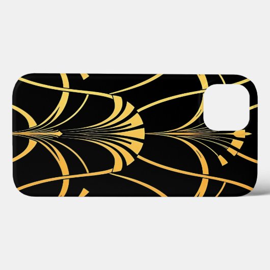 Art Deco Black Gold Pattern iPhone Case Case-Mate iPhoneケース (裏面 (横))