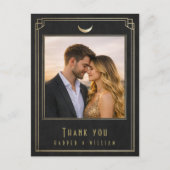 Art Deco black gold wedding thank you  ポストカード (正面)