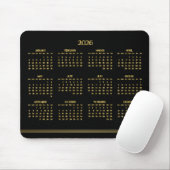 Art Deco Black Gold Yearly Calendar 2026 マウスパッド (マウス)