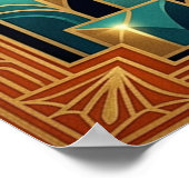 Art Deco Black Horse Cactus Palace Gold Teal Poste ポスター (角)