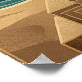 Art Deco Black Horse Mandala Sunset Teal Gold Post ポスター (角)