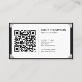 Art Deco Black White QR Code Logo Professional 予約カード (裏面)