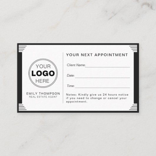 Art Deco Black White QR Code Logo Professional 予約カード (正面)