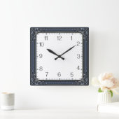 Art Deco Blue スクエア壁時計 (ホーム)