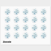 Art Deco Blue Daisy Floral Pattern ラウンドシール (シート)