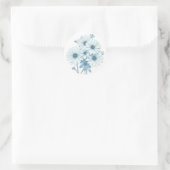 Art Deco Blue Daisy Floral Pattern ラウンドシール (バッグ)